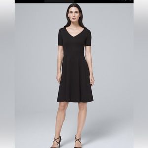 WHBM Black Polished Knit Fit-And-Flare Dress NWT